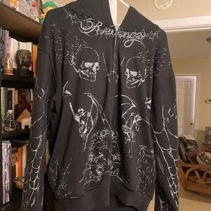 Revenge tattoo zip hoodie black